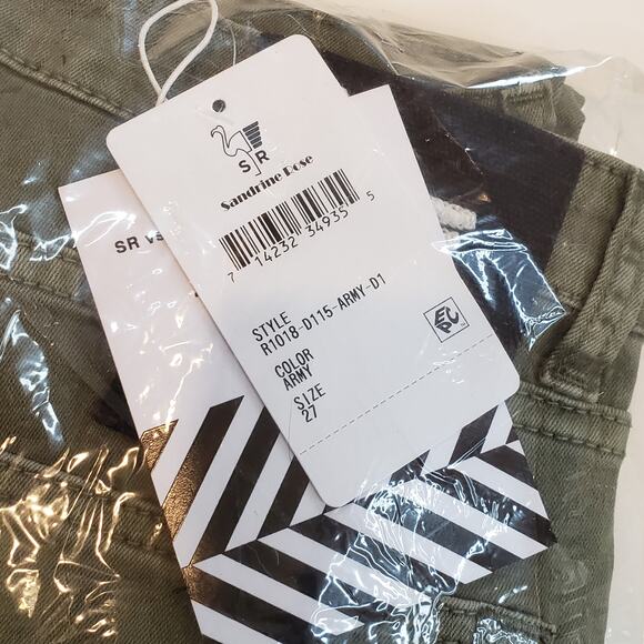 Sandrine Rose x Free People Army Green Skinny Jeans Size 27 - Picture 5 of 7